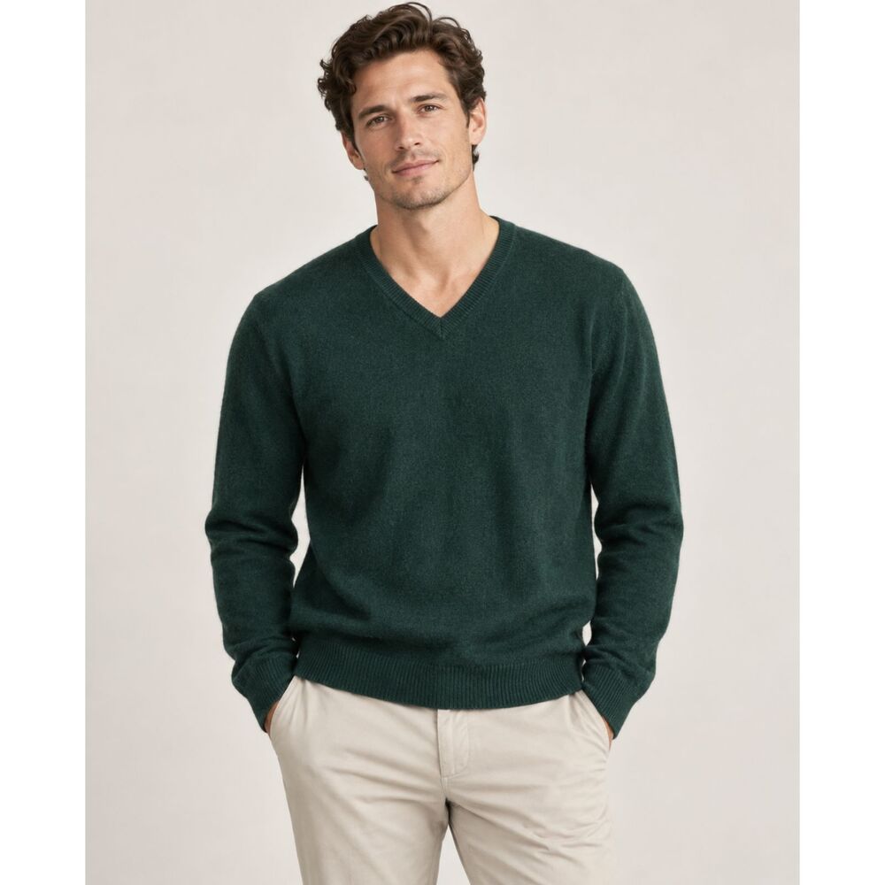 Club Room 100% Fine Cashmere V-Neck Sweater Men’s Size M Forest Green